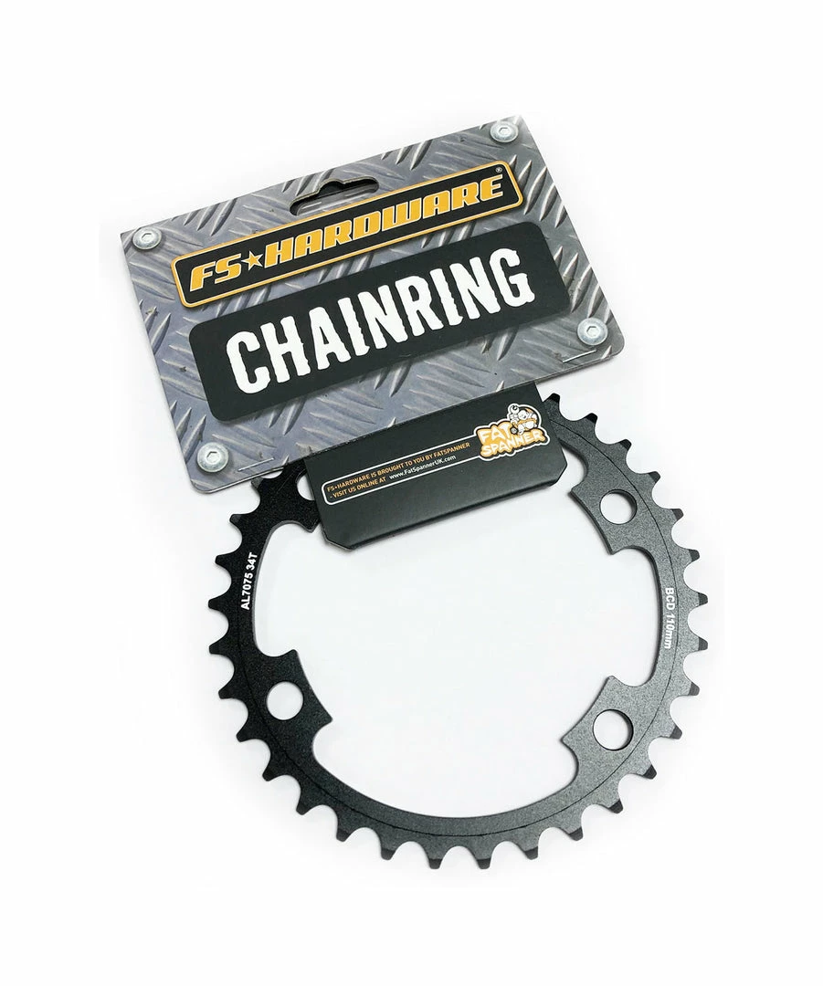 Best Pirce ๐งจ Fat Spanner FS Hardware Road Bike Alloy Chainring - Shimano 4 Bolt - 34T - 11 Speed - 110mm Drivetrain ๐ 1 Fat Spanner FS Hardware Road Bike Alloy Chainring - Shimano 4 Bolt - 34T - 11 Speed - 110mm Drivetrain