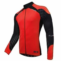 Clothing Funkier Force Long Sleeve Cycling Jersey / Top - Red - J730