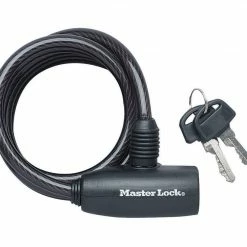 Master Lock Coiled Steel Cable Lock - Key - Black - 1800mm X 8mm - 8126D Accessories