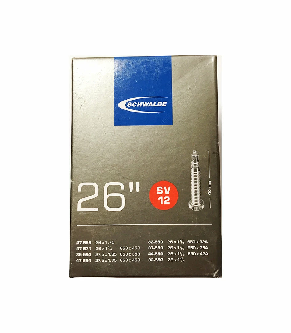 Outlet 😉 Schwalbe SV12 Inner Tube 26" X 1.25-1.75 & 650b - Presta - 40mm Wheels & Tyres 😉 1 Schwalbe SV12 Inner Tube 26" X 1.25-1.75 & 650b - Presta - 40mm Wheels & Tyres
